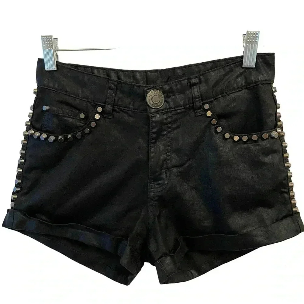 Studded Black Shorts Coated Growze Los Angeles
